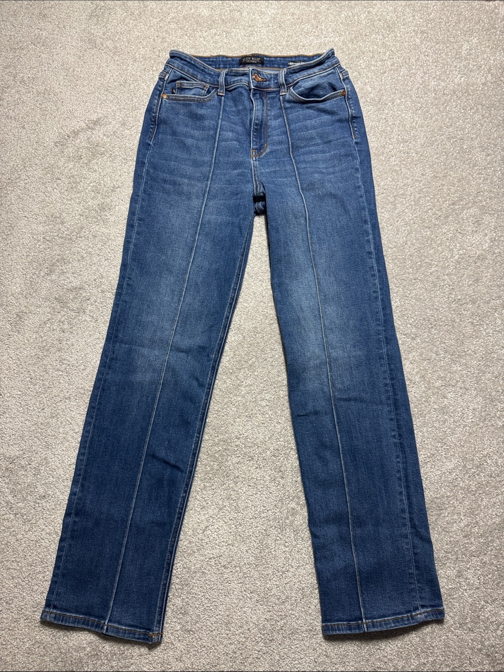 Judy Blue Jeans Straight Fit Stretchy Denim Juniors Size 11 Seam Front and Back